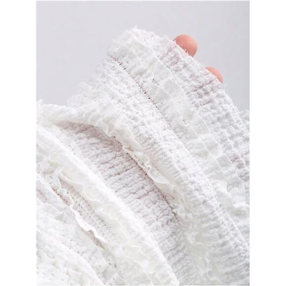 Women's Halter Crop Tops Drawstring Tie White - Picture 5 of 5